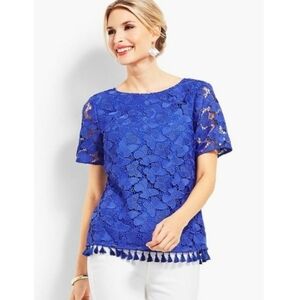NWT RSVP by Tabots Royal Blue Butterfly Blouse With Tassels & Bow Sz12